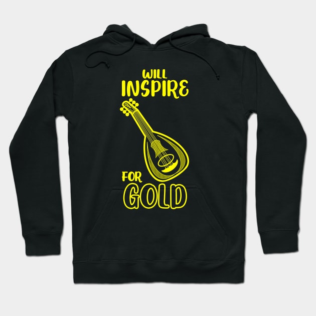 Will Use Bardic Inspiration for Gold Bard Lute Class Dungeon Tabletop RPG TTRPG Hoodie by GraviTeeGraphics